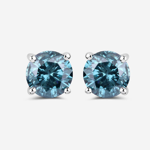 0.81 Carat Genuine Blue Diamond 14K White Gold Earrings by Bids.com