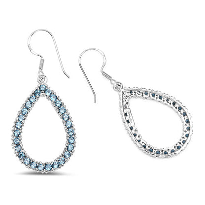 4.32 Carat Genuine London Blue Topaz .925 Sterling Silver Earrings by Bids.com