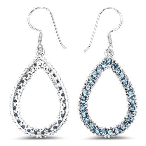4.32 Carat Genuine London Blue Topaz .925 Sterling Silver Earrings by Bids.com