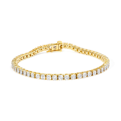 .925 Sterling Silver 1.0 Cttw Miracle-Set Diamond Round Faceted Bezel Tennis Bracelet (I-J Color, I3 Clarity) - 7" by Bids.com