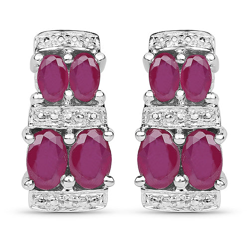 3.20 Carat Glass Filled Ruby .925 Sterling Silver Earrings by Bids.com