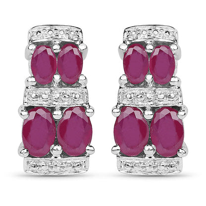 3.20 Carat Glass Filled Ruby .925 Sterling Silver Earrings by Bids.com