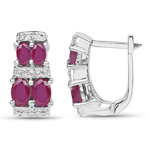3.20 Carat Glass Filled Ruby .925 Sterling Silver Earrings by Bids.com