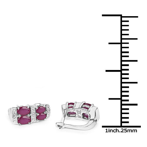 3.20 Carat Glass Filled Ruby .925 Sterling Silver Earrings by Bids.com