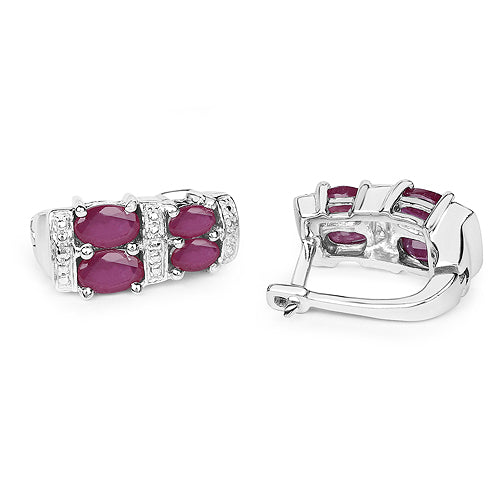 3.20 Carat Glass Filled Ruby .925 Sterling Silver Earrings by Bids.com