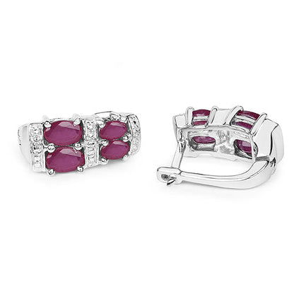 3.20 Carat Glass Filled Ruby .925 Sterling Silver Earrings by Bids.com