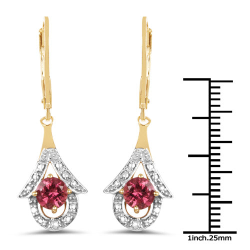 1.20 Carat Genuine Pink Tourmaline .925 Sterling Silver Earrings  DestGlow