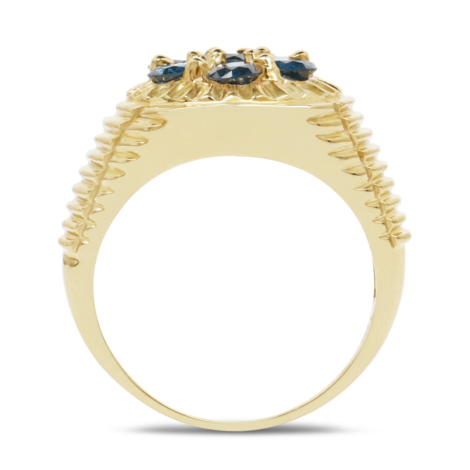 14K Yellow Gold Plated 1.40 Carat Genuine Blue Diamond .925 Sterling Silver Ring by Bids.com