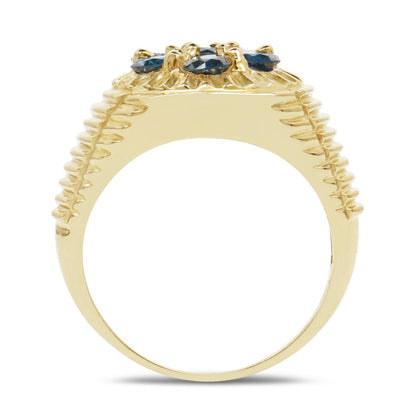 14K Yellow Gold Plated 1.40 Carat Genuine Blue Diamond .925 Sterling Silver Ring by Bids.com