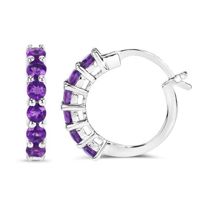 1.20 Carat Genuine Amethyst .925 Sterling Silver Earrings  DestGlow