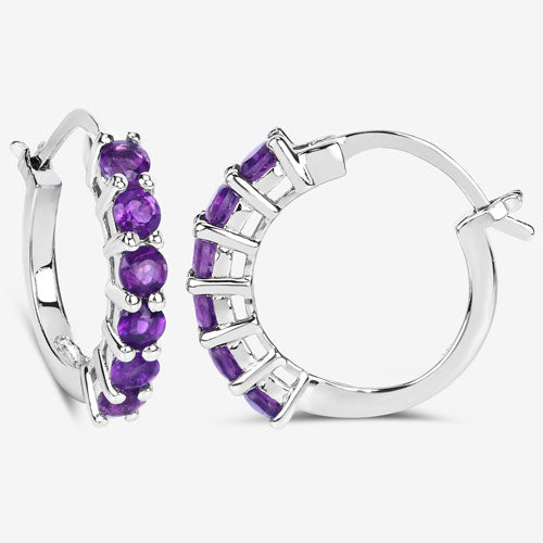 1.20 Carat Genuine Amethyst .925 Sterling Silver Earrings  DestGlow