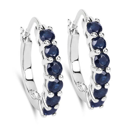 1.32 Carat Genuine Blue Sapphire .925 Sterling Silver Earrings  DestGlow