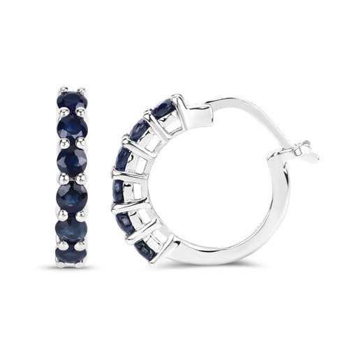 1.32 Carat Genuine Blue Sapphire .925 Sterling Silver Earrings  DestGlow