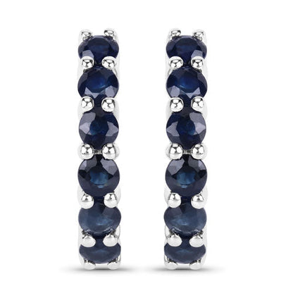1.32 Carat Genuine Blue Sapphire .925 Sterling Silver Earrings  DestGlow