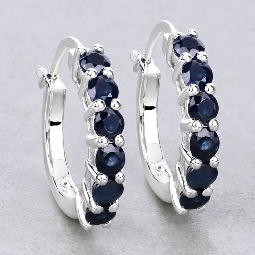 1.32 Carat Genuine Blue Sapphire .925 Sterling Silver Earrings  DestGlow