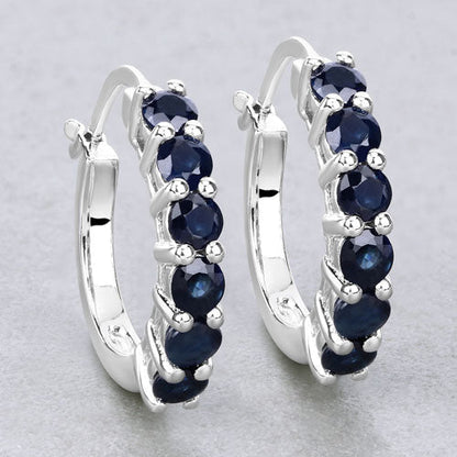 1.32 Carat Genuine Blue Sapphire .925 Sterling Silver Earrings  DestGlow