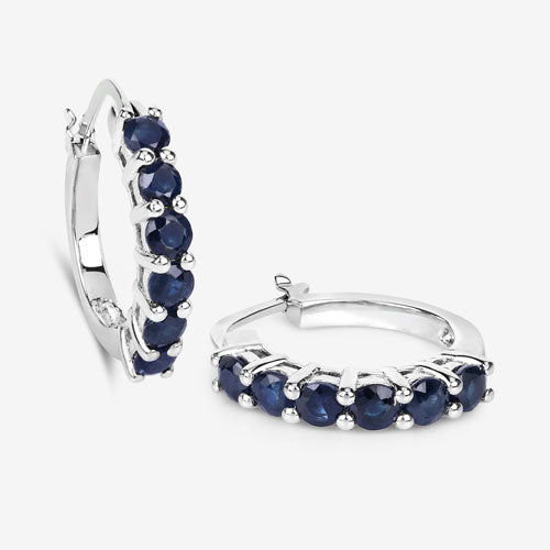 1.32 Carat Genuine Blue Sapphire .925 Sterling Silver Earrings  DestGlow