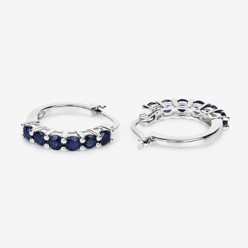 1.32 Carat Genuine Blue Sapphire .925 Sterling Silver Earrings  DestGlow