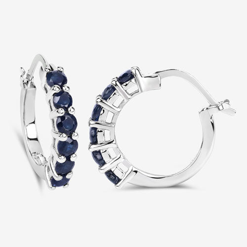 1.32 Carat Genuine Blue Sapphire .925 Sterling Silver Earrings  DestGlow