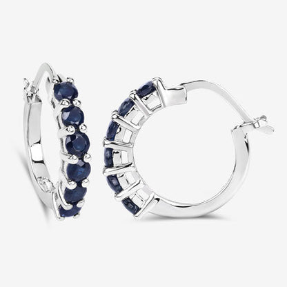 1.32 Carat Genuine Blue Sapphire .925 Sterling Silver Earrings  DestGlow