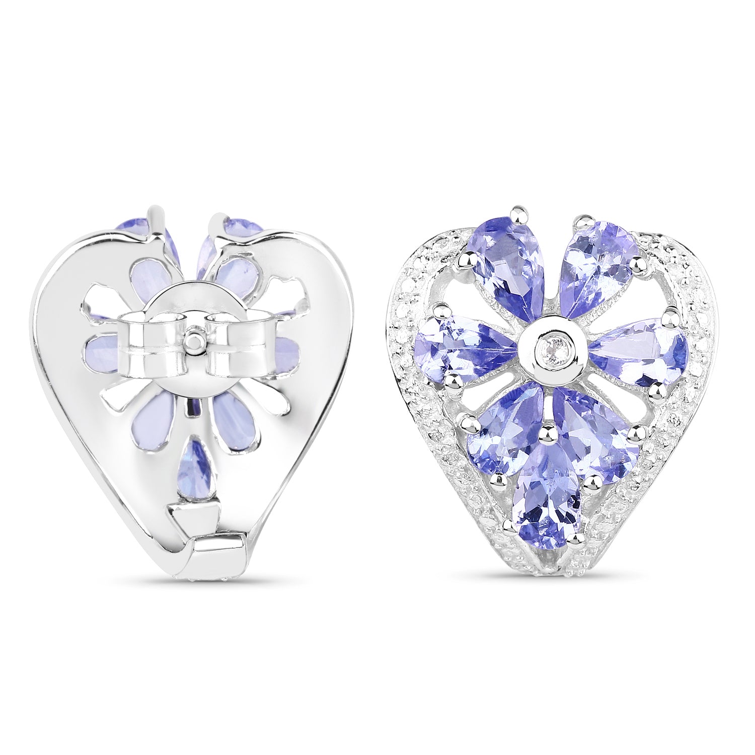 2.97 Carat Genuine Tanzanite &amp; White Topaz .925 Sterling Silver Earrings  DestGlow