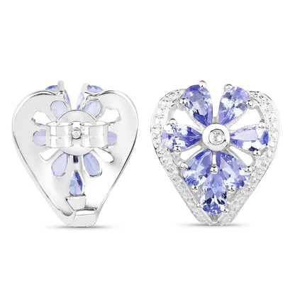 2.97 Carat Genuine Tanzanite &amp; White Topaz .925 Sterling Silver Earrings  DestGlow