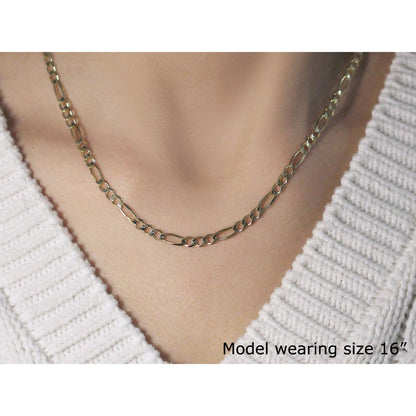3.8mm 14k Yellow Gold Solid Figaro Chain by Bids.com
