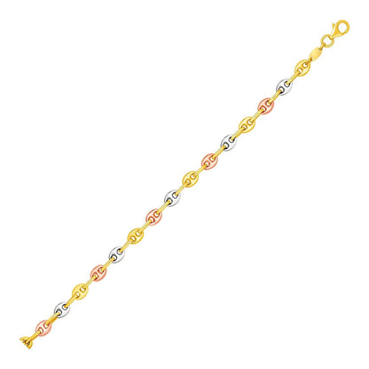 14k Tri Color Gold Mariner Link Anklet by Bids.com