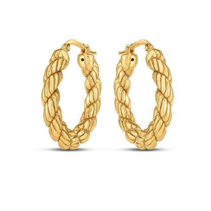 14k Yellow Gold Rope Hoop Earrings by Bids.com