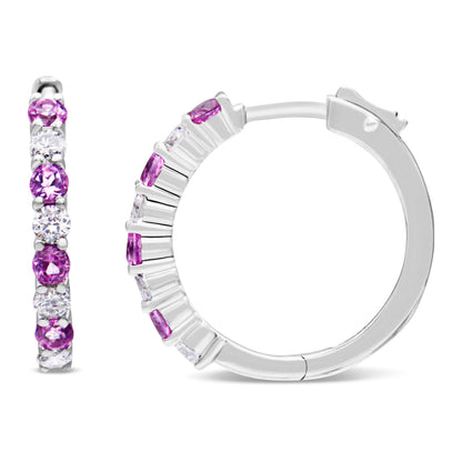 10K White Gold, Â½ Cttw Diamond, &amp; Â½ Cttw Lab-Grown Blue Sapphire Leverback Hoop Earrings (H-I Color, I1-I2 Clarity) by Bids.com