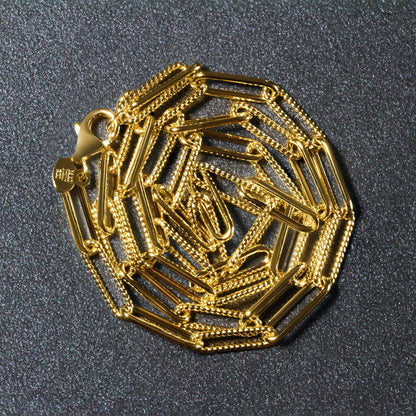 14k Yellow Gold Textured Paperclip Chain (3.5mm) by Bids.com