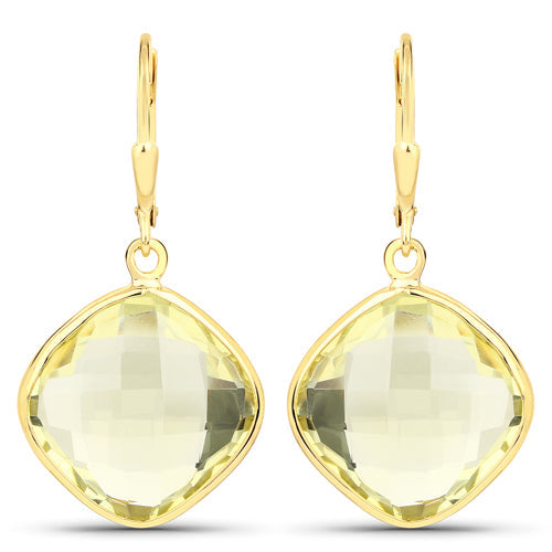 21.40 Carat Genuine Lemon Quartz .925 Sterling Silver Earrings by Bids.com