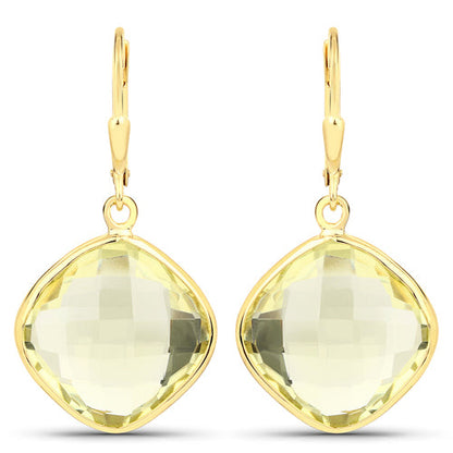 21.40 Carat Genuine Lemon Quartz .925 Sterling Silver Earrings by Bids.com
