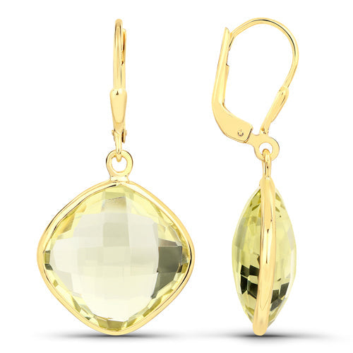 21.40 Carat Genuine Lemon Quartz .925 Sterling Silver Earrings by Bids.com