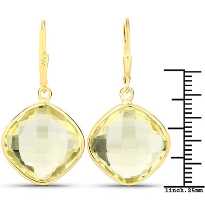 21.40 Carat Genuine Lemon Quartz .925 Sterling Silver Earrings by Bids.com