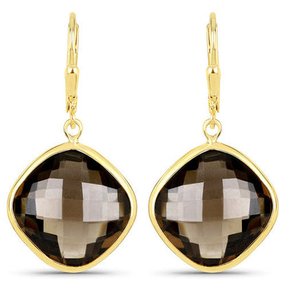 21.40 Carat Genuine Smoky Quartz .925 Sterling Silver Earrings by Bids.com