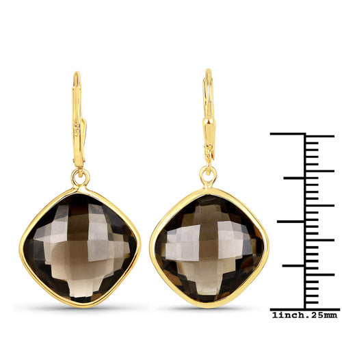 21.40 Carat Genuine Smoky Quartz .925 Sterling Silver Earrings by Bids.com