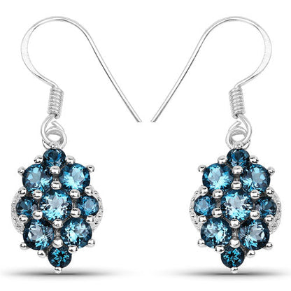 4.32 Carat Genuine London Blue Topaz .925 Sterling Silver Earrings by Bids.com