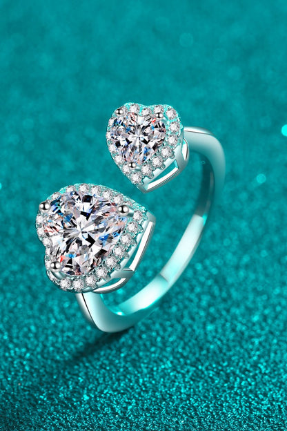 Sparkala™ Open Double Heart Ring (Platinum Over Pure Sterling Silver) by Sparkala