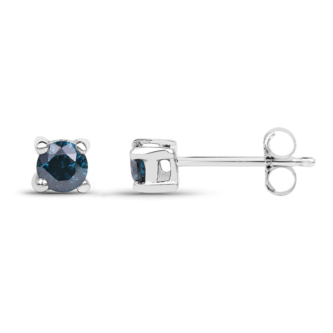 0.21 ct Genuine Blue Diamond .925 Sterling Silver Earrings 