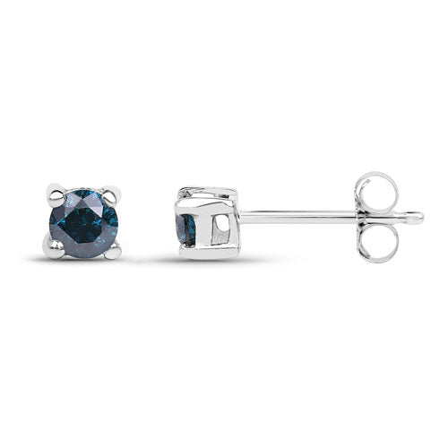 0.21 Carat Genuine Blue Diamond .925 Sterling Silver Earrings  DestGlow