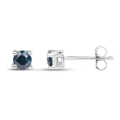 0.21 Carat Genuine Blue Diamond .925 Sterling Silver Earrings  DestGlow