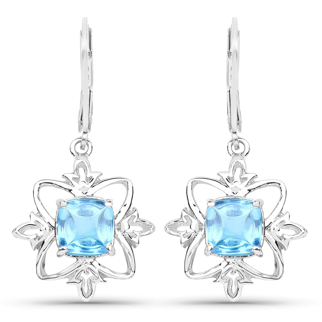 5.30 Carat Genuine Swiss Blue Topaz .925 Sterling Silver Earrings by Avera Group