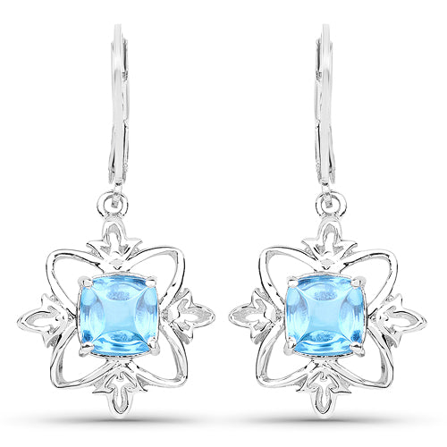 5.30 Carat Genuine Swiss Blue Topaz .925 Sterling Silver Earrings by Bids.com