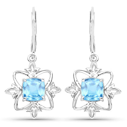 5.30 Carat Genuine Swiss Blue Topaz .925 Sterling Silver Earrings by Bids.com