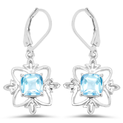 5.30 Carat Genuine Swiss Blue Topaz .925 Sterling Silver Earrings by Avera Group