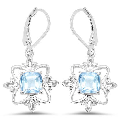 5.30 Carat Genuine Swiss Blue Topaz .925 Sterling Silver Earrings by Bids.com