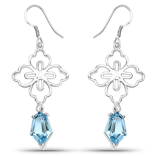 12.82 Carat Genuine Swiss Blue Topaz .925 Sterling Silver Earrings by Bids.com