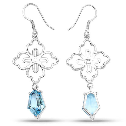 12.82 Carat Genuine Swiss Blue Topaz .925 Sterling Silver Earrings by Avera Group