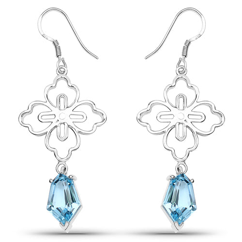 12.14 Carat Genuine Swiss Blue Topaz .925 Sterling Silver Earrings by Bids.com
